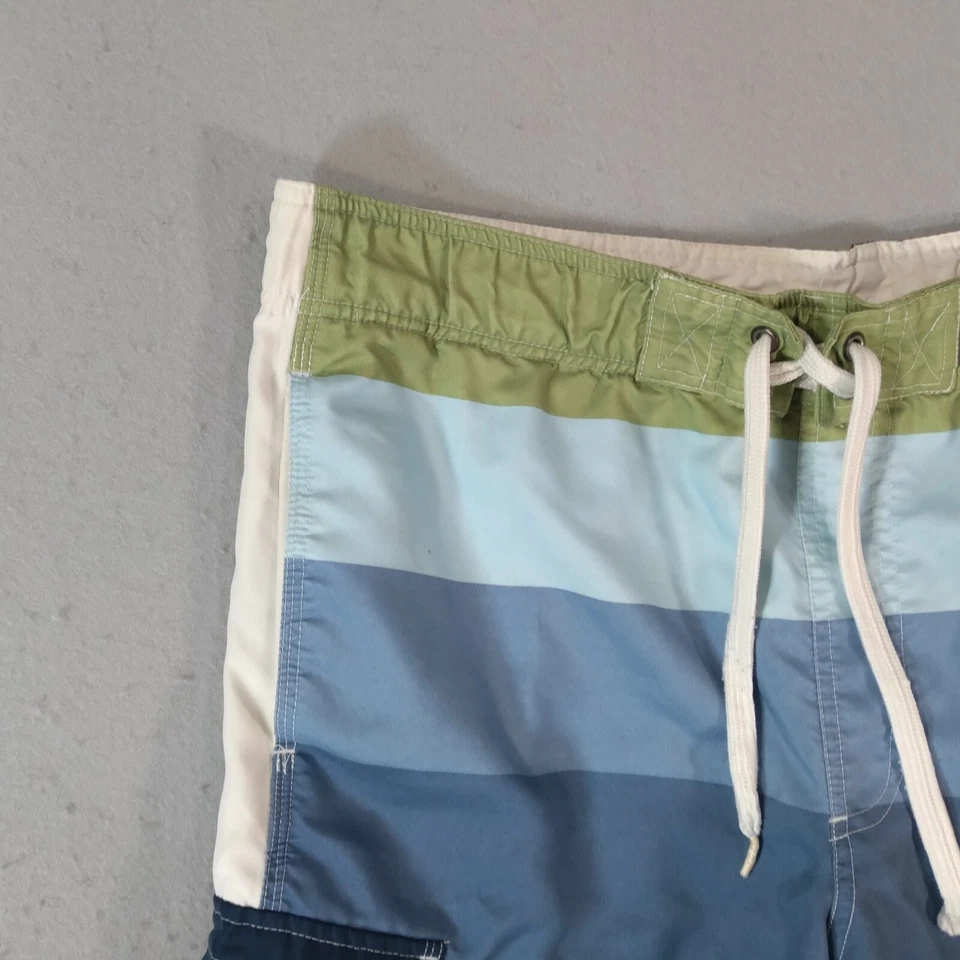 Mossimo Tabla de Surf Pantalones Cortos Bañador Hombre Medio Azul Rayas Bolsillos Carga Foto 2 de 4