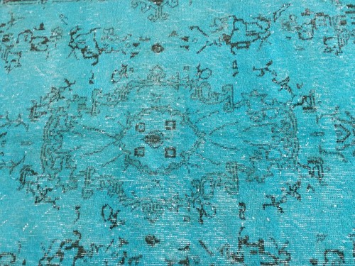 6'10" x 3'11" Vintage Turquoise blue aqua oushak overdyed rug carpet hawaii - Picture 12 of 12
