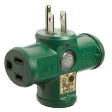 HEAVY DUTY Grounded TRIPLE TAP OUTLET ADAPTER WITH LED Power Indicator LIGHT