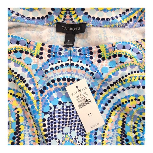 Talbots Shift Dress Medium Dotted Paisley Turquoise Midi Stretch ¾ Sleeve $129 - Picture 13 of 17