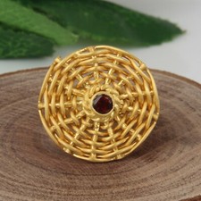 Wrapped Wire Handmade Designer 925 Silver Gold Plated Garnet Gemstone Rings