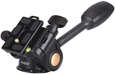 Andoer Camera Tripod Handle Ball Head 3-Way Fluid Head with Quick Release Plate