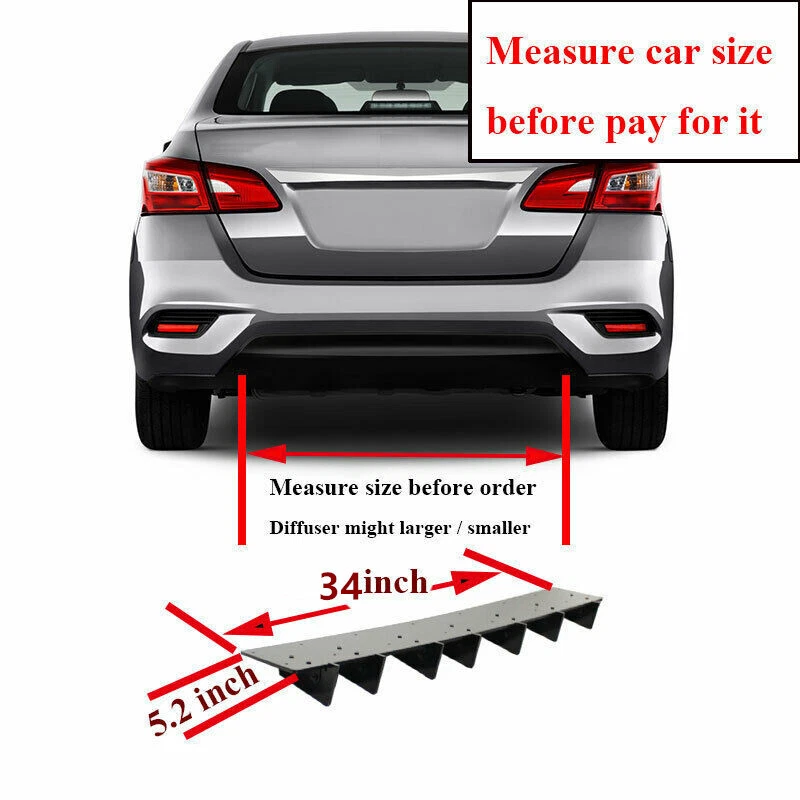 34"x5" Universal Gloss Black Rear Diffuser Fit For Lincoln Continental 2017-2020 Foto 2 de 4