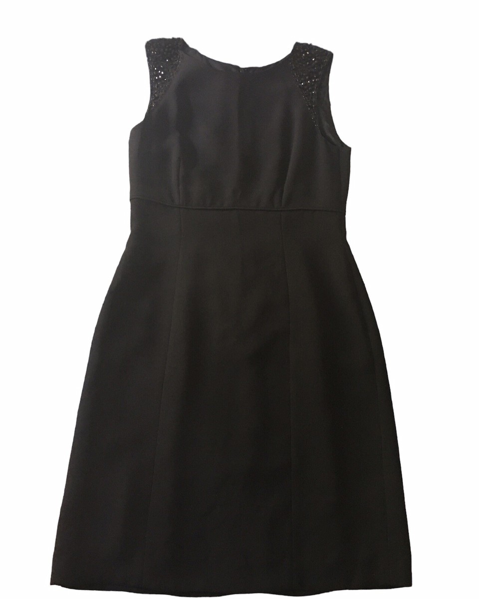 Tahari Arthur S. Levine Black Dress With Beaded Shoulder Size 8