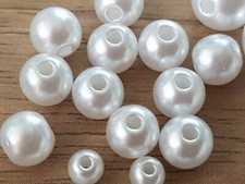 100 Quality Faux PEARL BEADS 4mm 5mm 6mm 8mm Crafts-Sewing Jewellery-Wedding UK