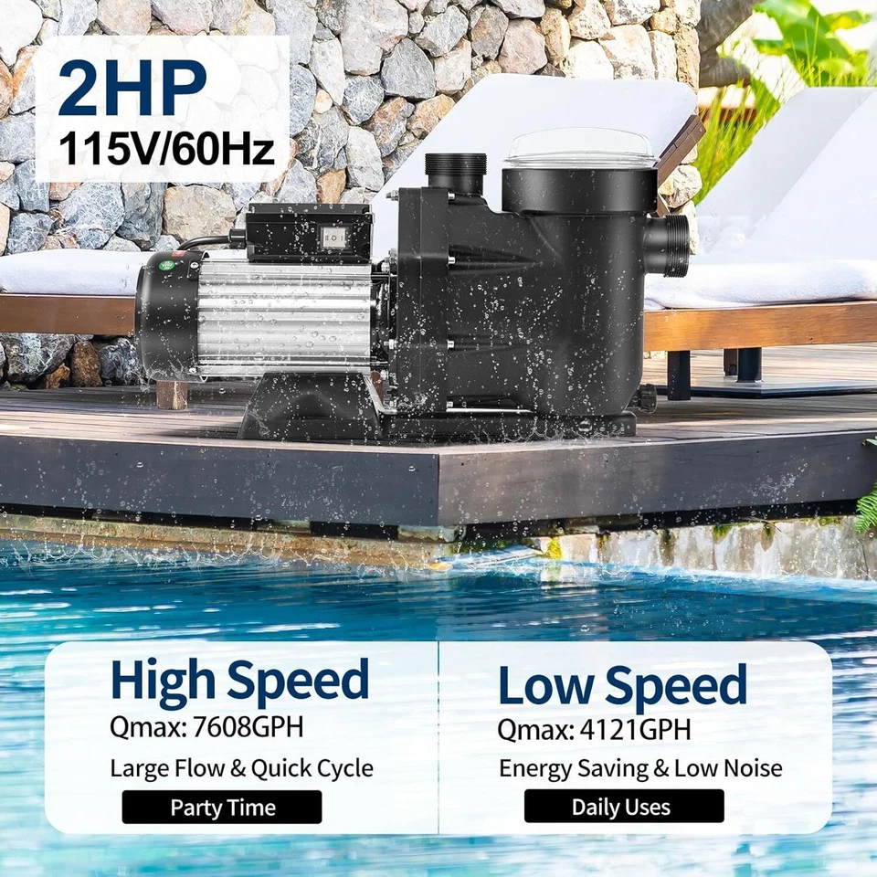 Hayward 2.0HP 2-Speed Swimming Pool Pump w/Motor Strainer Basket In/Above Ground - Image 3 of 4