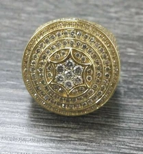 Round Genuine Lab-Grown Diamond Men's Cluster Pinky Ring Solid 10K Yellow Gold