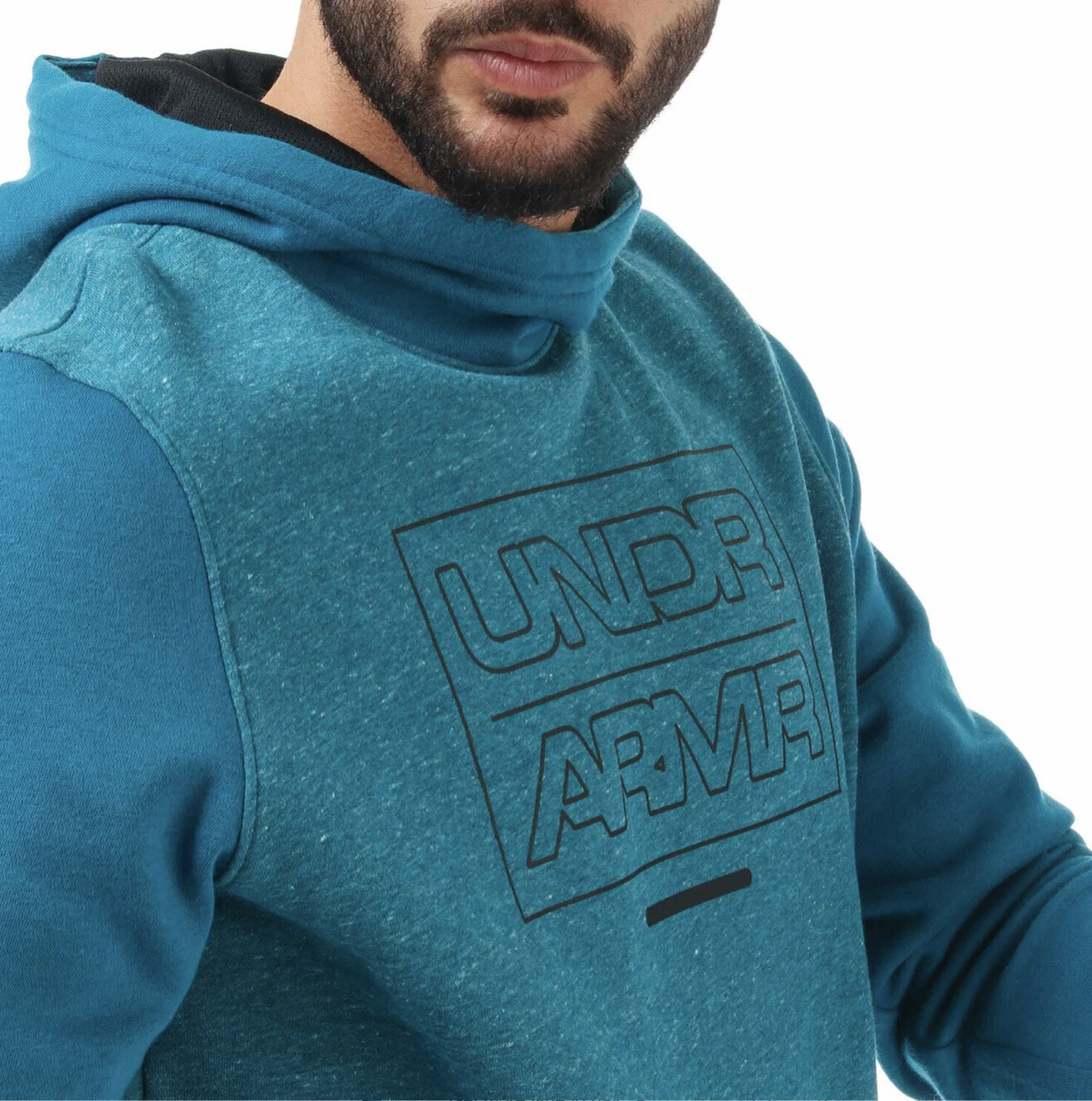 Mens Under Armour Logo petrol green BaseLine fleece Hoody Hoodie 1343007 417