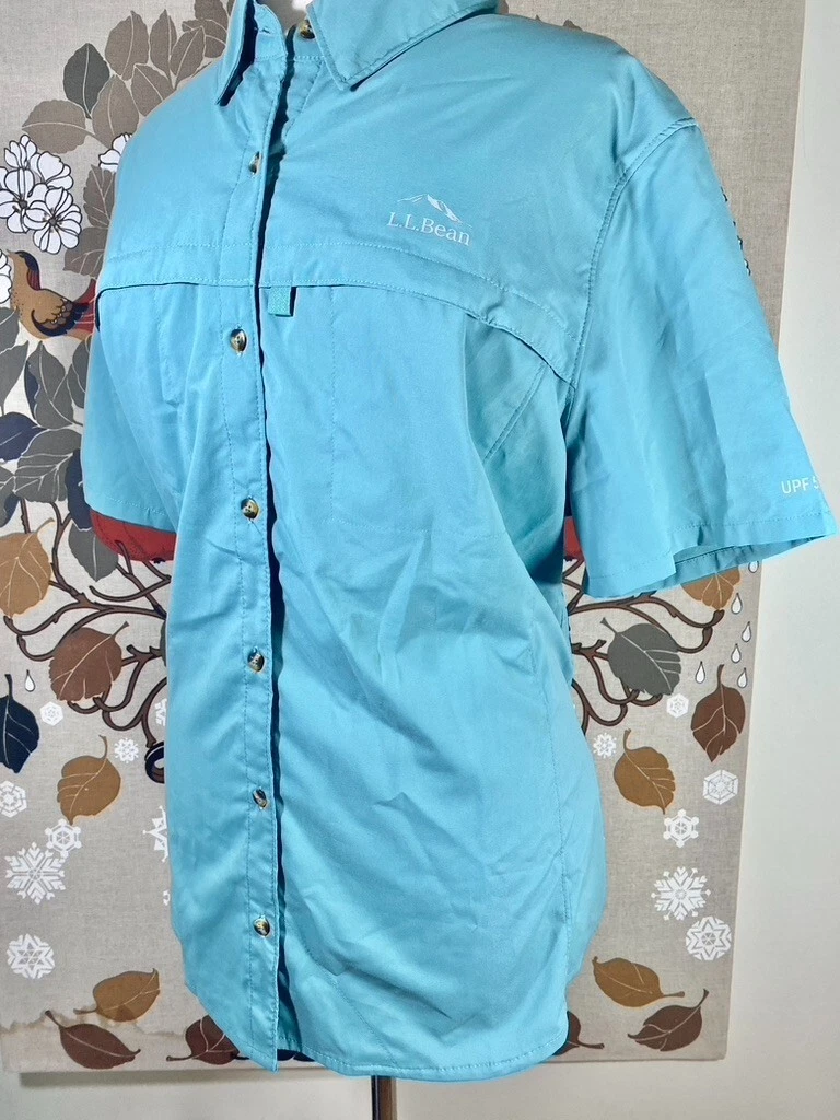 L.L. BEAN Sun Protection Blouse Summer Shirt Short Sleeve UPF 50+ Sz 1X