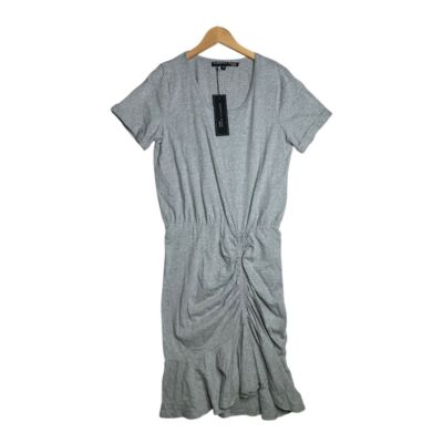 New Veronica Beard Pima Runched w/Flounce Cotton Dress size Medium Gray
