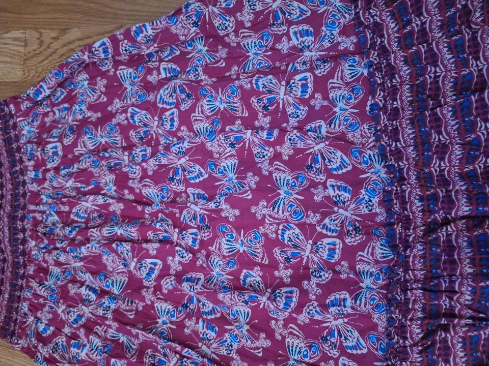 Vestido de Verano Monzón Estampado Mariposa Pecho Prensado Correa Ajustable Algodón 11-12 Foto 4 de 4