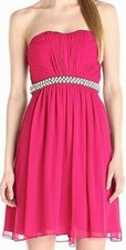Calvin Klein Women's Strapless, Fit-and-Flare Embellished Dress/ Fuchsia, Size 2