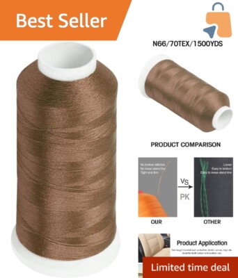 1500 Yards High-Strength Coffee Nylon Thread T70 - Perfect for Crafting & Repair