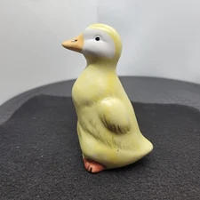 Vintage Porcelain Yellow Duck Figurine Hand Painted Unmarked