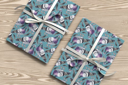 Pigeon Gift Wrap – Watercolour Pigeons Wrapping Paper with Feathers Design W71 - Picture 4 of 44