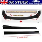 Front Bumper Lip Spoiler Splitter + 86.6'' Side Skirts Body Kit Extension Decor