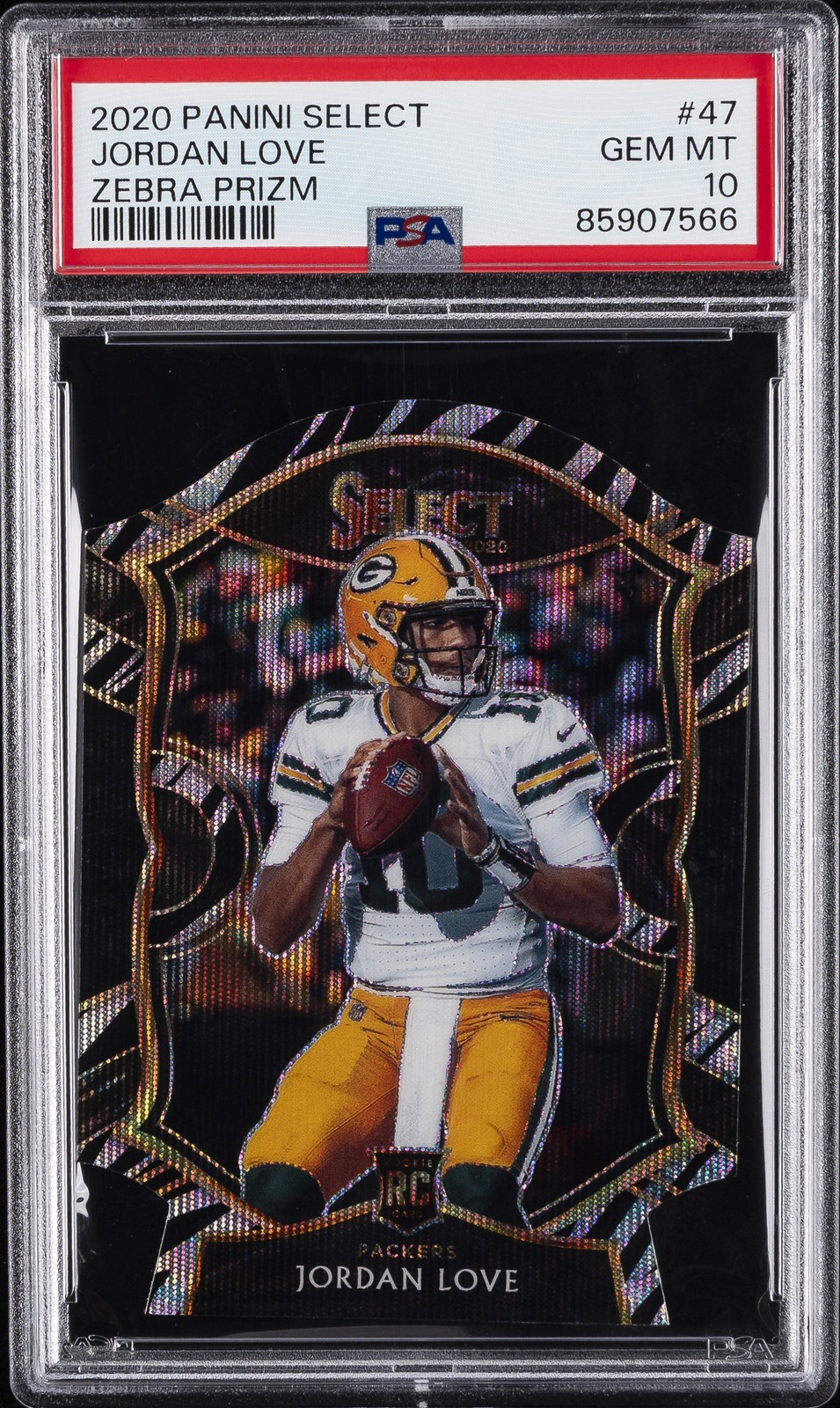 2020 PANINI SELECT ZEBRA PRIZM #47 JORDAN LOVE PSA 10