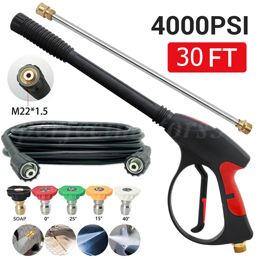 4000PSI High Pressure Car Power Washer Gun Spray Wand Lance Nozzle and Hose Kit