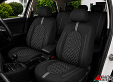 Sitzbezug Komplettset Grau Schwarz PU Leder Steppnaht Für Fiat Volvo