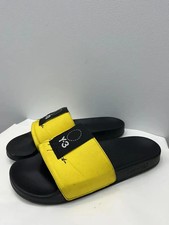Adidas Y-3 by Yohji Yamamoto Logo Embroidered Black / Yellow Slides Size 10