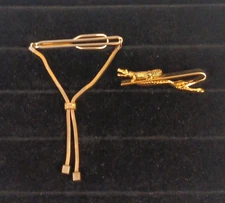 VTG Tie Bar Clips-SWANK Pendant Bolo Tie Bar & Alligator/Crocodile Tie Bar Clips