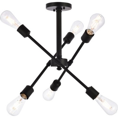 Living District LD8003D17BLA Axel 6 Light 17 inch Black Pendant Ceiling Light