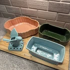 Lot Of 4 Vtg McCoy Pottery Basket Bird Flower Pots Saucers Green Pink MCM 50's
