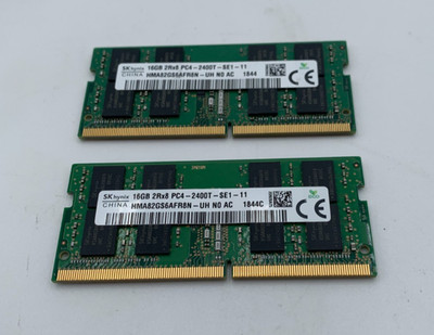 Lot Of 2 SK Hynix DDR4 16GB Each(2 x 16GB = 32GB) PC4 2400MHz RAM Memory Green B