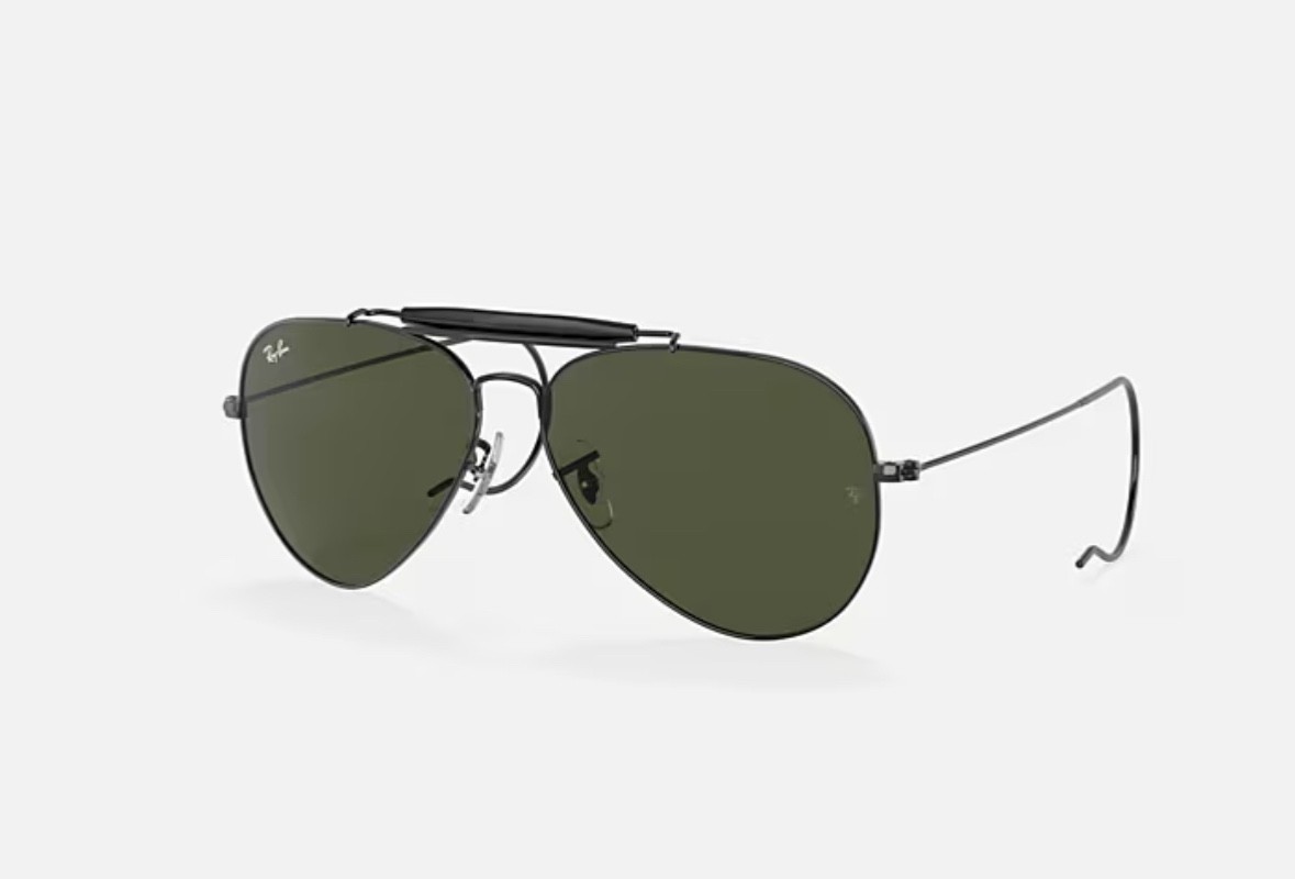 Ray-Ban Outdoorsman Black Frame/Dark Green Lenses 58mm Sunglasses Rb3030