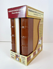 Premium Bonded Leather Photo Albums Tan Boxed Set 3 Holds 900 4x6 Photos