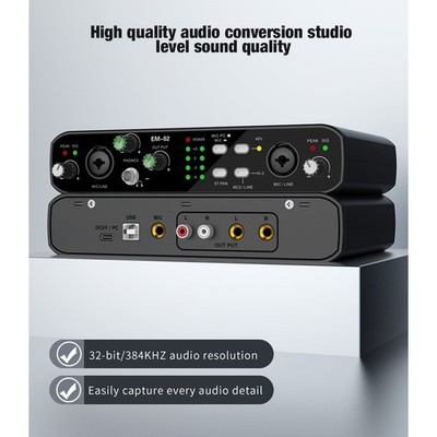 Studio USB Audio Interface 2 Input 2 Output with 48V Power for Kondensator Mic