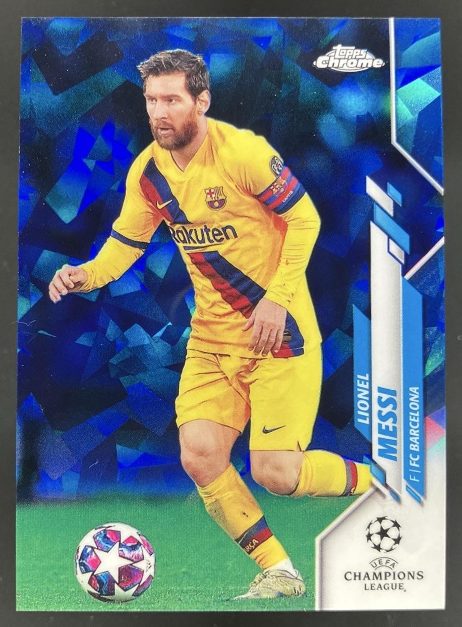 2019 Topps Chrome Sapphire UEFA Champions League Lionel Messi #1b FC Barcelona view 1