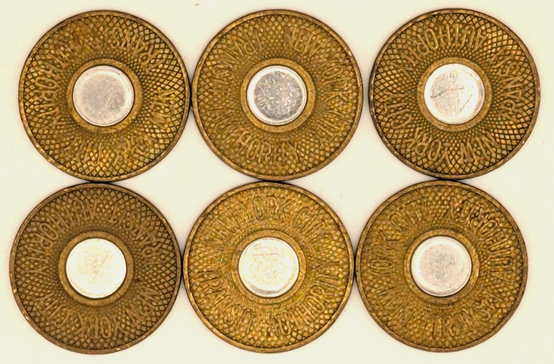 New York City Transit Authority Good One Fare Bullseye Six Tokens free shipping