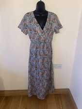 Blue Mix Paisley Print Long Dress Size L (12) ( 2625)