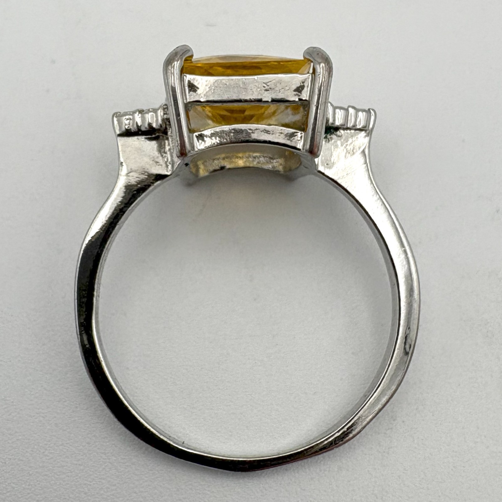 Sterling Silver 925 Large Rectangular Yellow Citr… - image 2