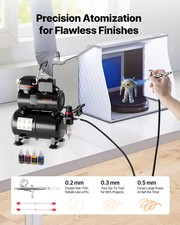 Airbrush Kit, 1/6 HP, Air Brush Kit with Air Compressor and Tank, 1 Dual-Action