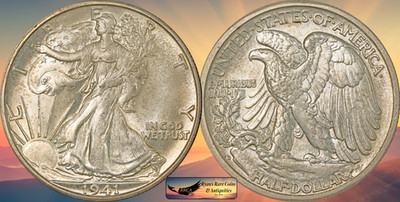 1941 D Walking Liberty Half Dollar, Brilliant Uncirculated+, Silver, C8578