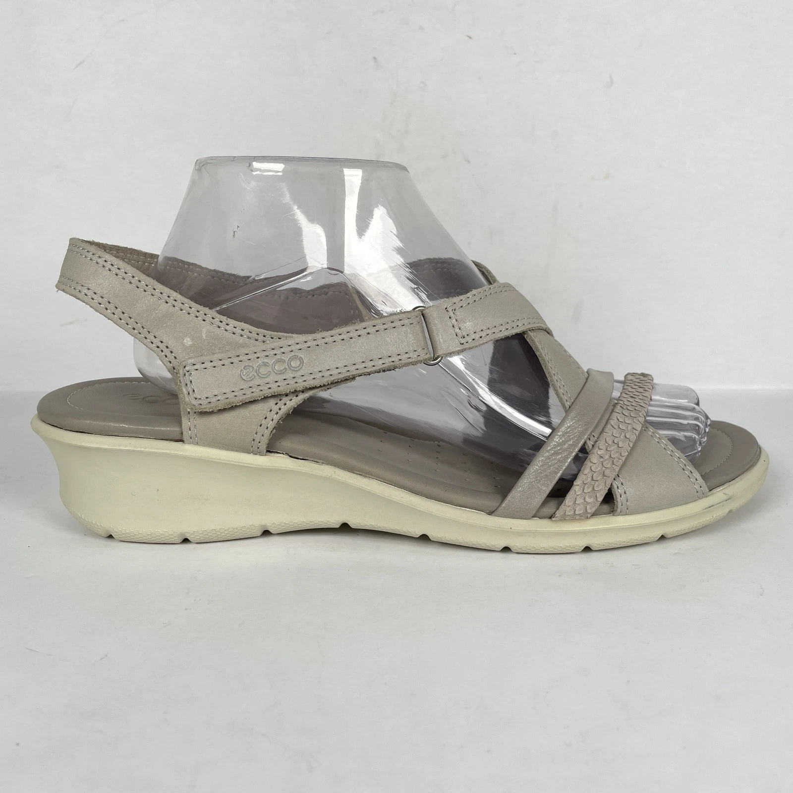 Ecco sandali scarpe donna taglia 41 grigio pelle comodi passeggio cinturino casual