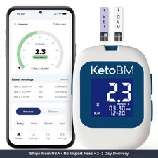 Blood Glucose Ketone Monitoring System - Bluetooth Meter Kit with Free App, St