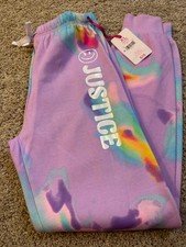 JUSTICE Jogger Sweatpants Big Kid Girl Size XL 16 18 NWT Violet Tie Dye