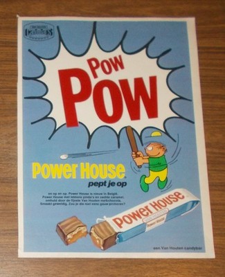 Seltene Werbung Van Houten Candybars POWER HOUSE Schokoriegel #1 1970