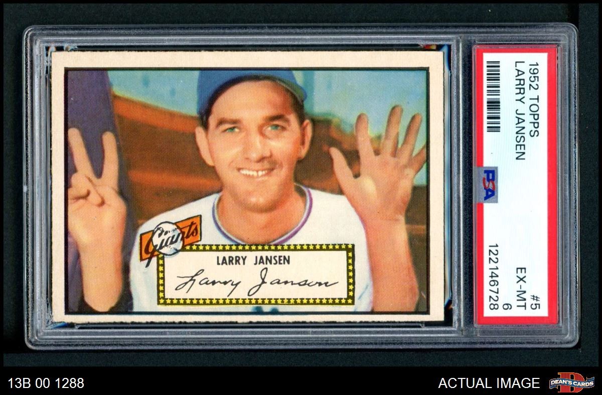 1952 Topps #5 Larry Jansen Giants PSA 6 - EX/MT