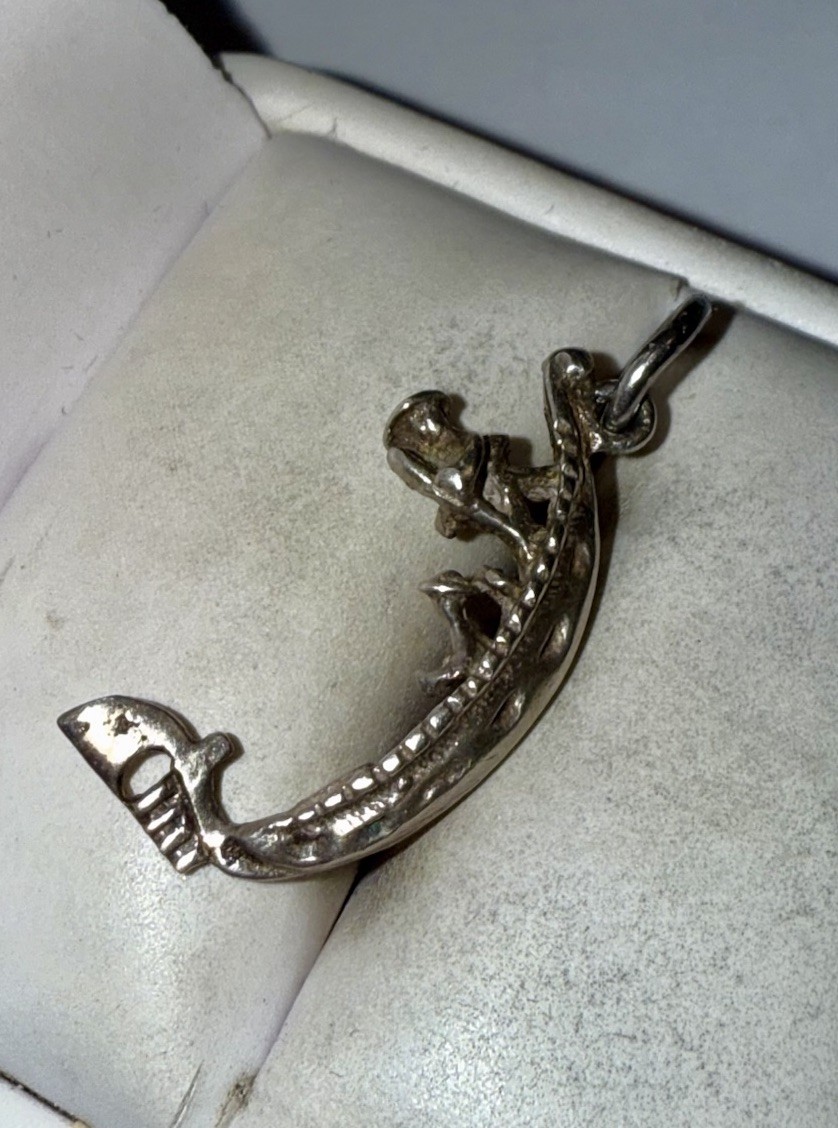 Vintage Solid Sterling Silver Oriental Fishing Bo… - image 2