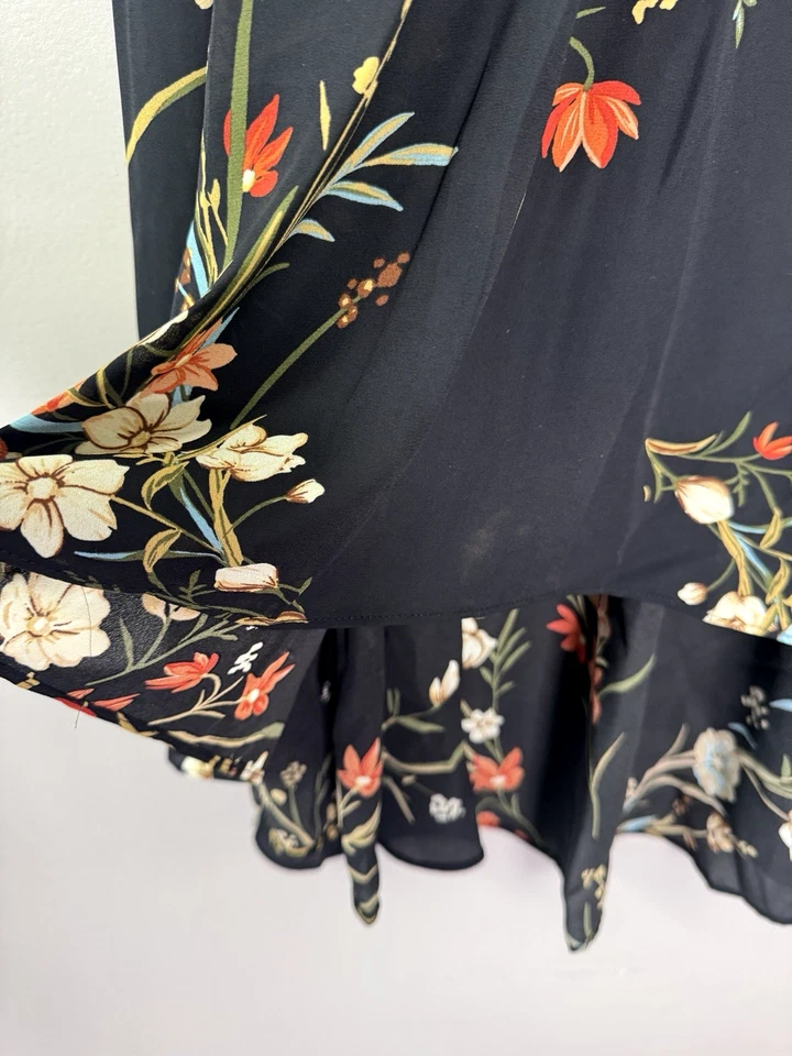 Nanette Lepore Women 14 Floral Midi Dress Asymmetrical Whimsigoth Dark Fairycore - Image 3 of 4