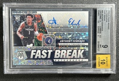 ANTHONY EDWARDS BGS 9 2020-21 PANINI MOSAIC #FB-AED ROOKIE ANTHONY EDWARDS BGS 9 2020-21 PANINI MOSAIC #FB-AED ROOKIE