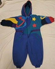 Vintage Tidykins Toddler Snowsuit 18 Month Blue Stars Multicolor Unisex Zip