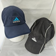Pair of Adidas Black  Navy Blue Unisex Baseball Caps Hats Strapbacks with Embro