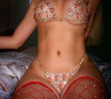 Rhinestone Heart Bikini Jewelry Lingerie Set ...
