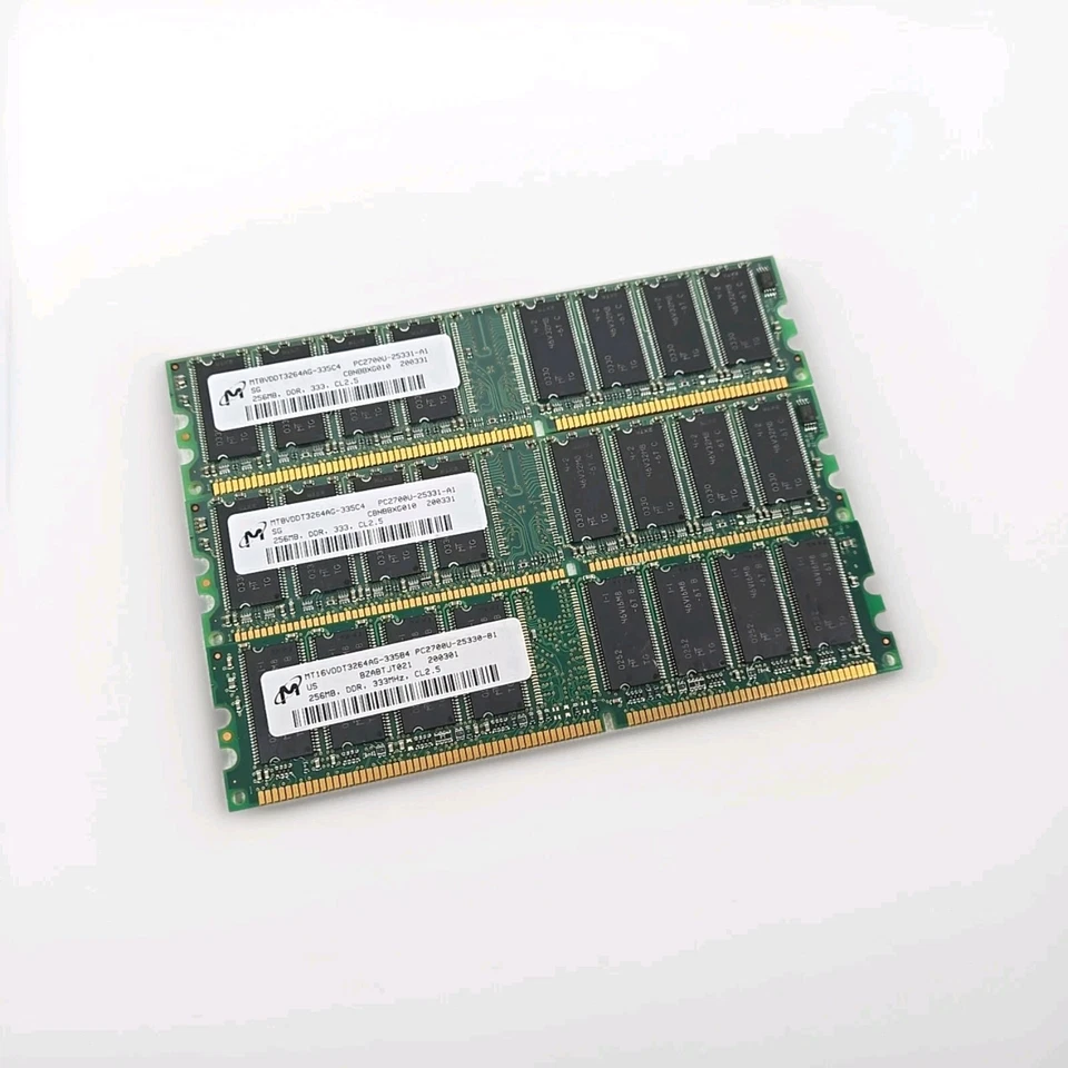 Micron RAM 256 MB x 3 (Total 768MB) DDR PC2700 Desktop RAM 333MHz Memory - Image 2 of 4