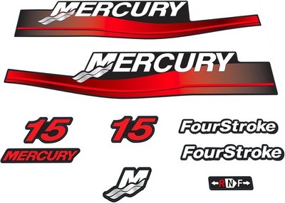 Mercury Marine 15 HP Outboards 4-Stroke Motor Top Cowl Cove Decal Sticker Set